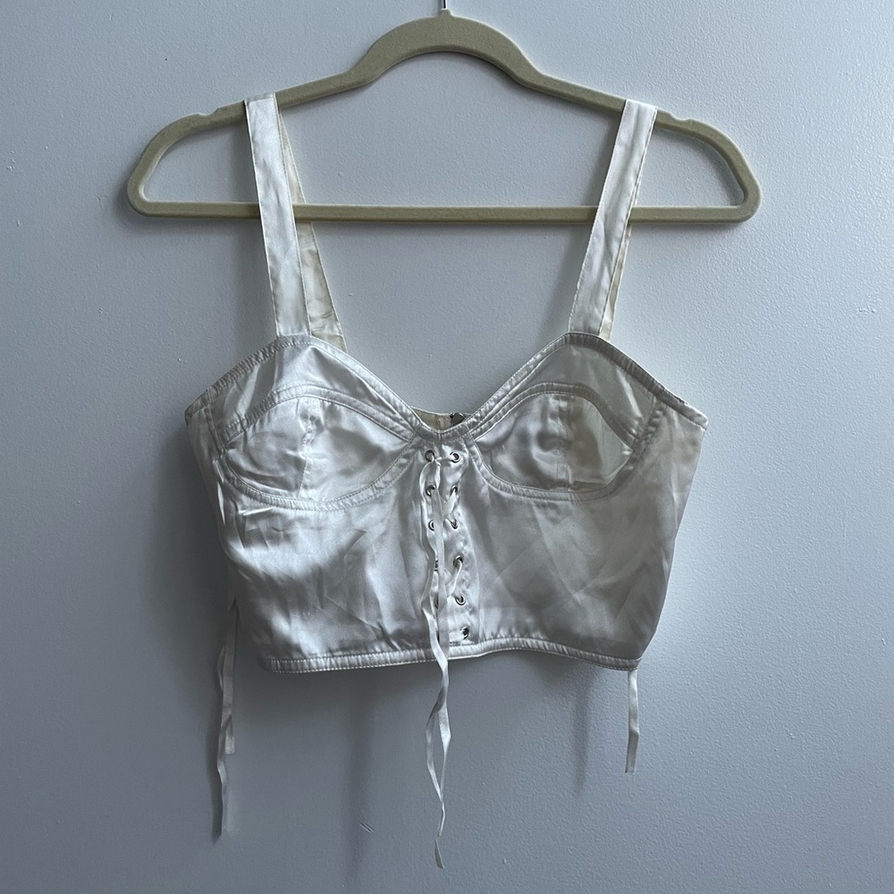 ASOS white lace up bralette top